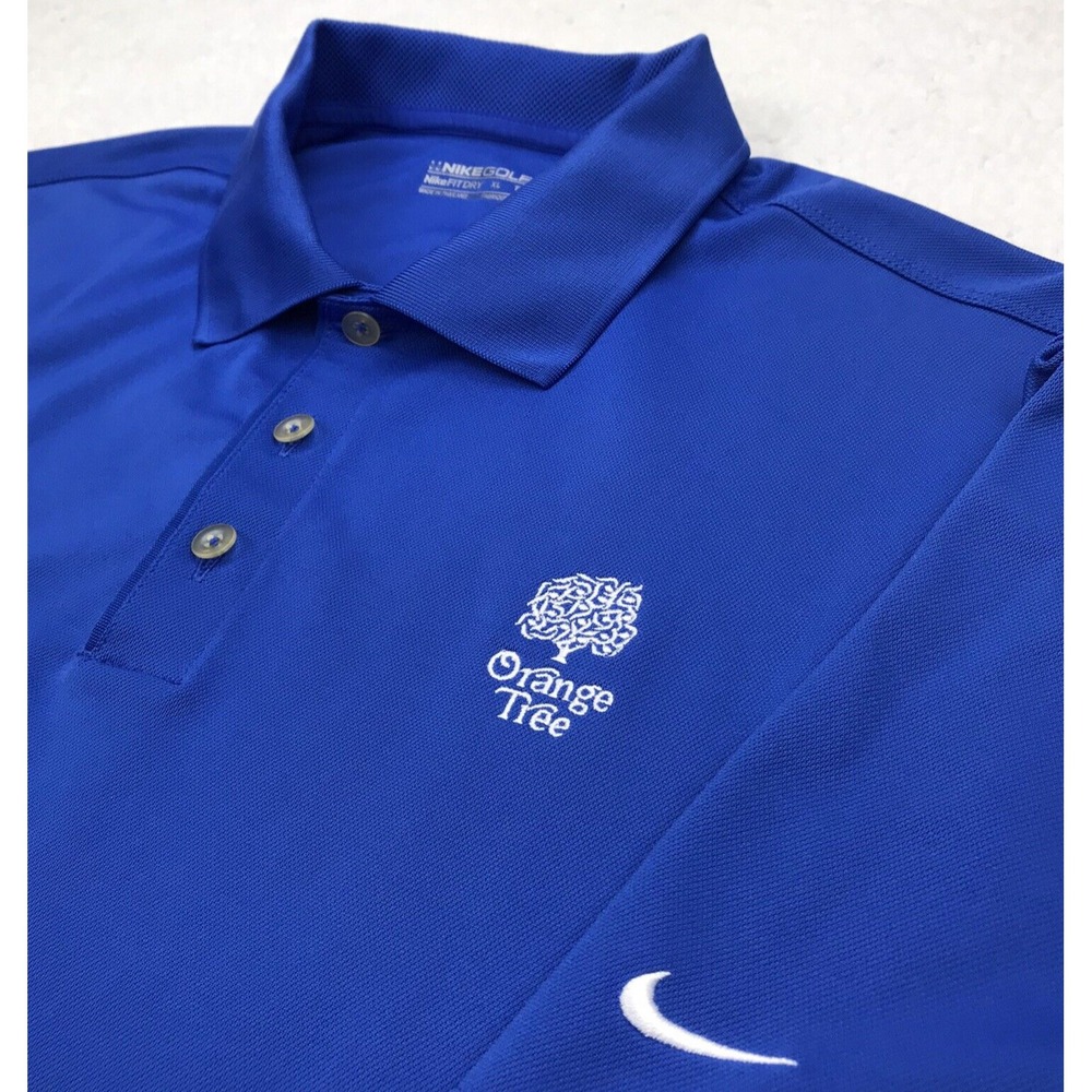 Orange Tree Golf Nike Fit Dry Polo Shirt Mens XL Blue Embroidered Logo Casual AR